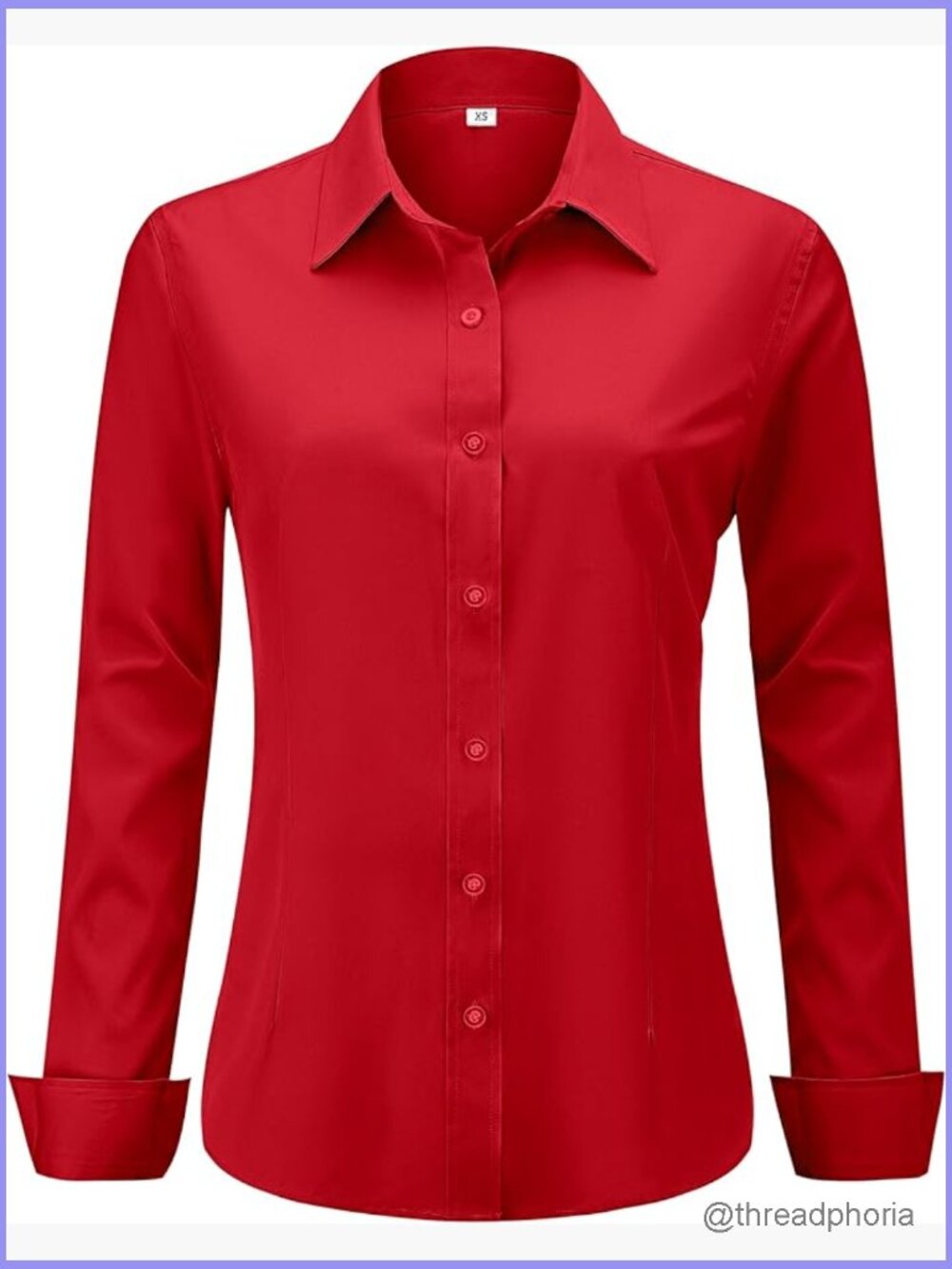 Wrinkle-Free Stretch Button Down Work Blouse Long Sleeve